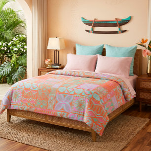 hawaiian print tapa vintage duvet cover