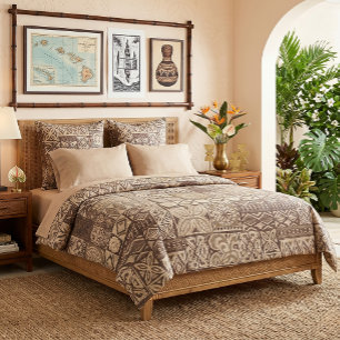 hawaiian print tapa vintage duvet cover