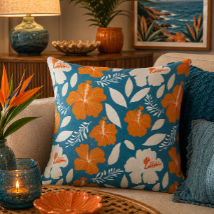 Hawaiian print throw pillow