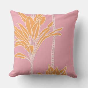 hawaiian print ti leaf plants throw pillow