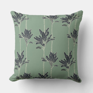 hawaiian print ti leaf plants throw pillow