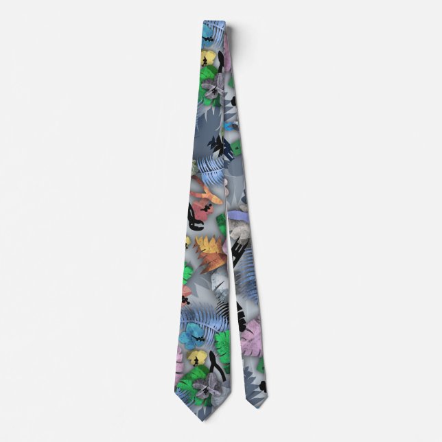 Hawaiian Print Tropical Neck Tie for Electricians (Front)