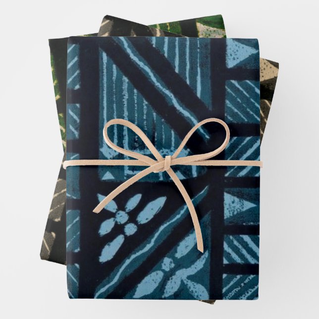 Hawaiian Print Wrapping Paper Sheets (In situ)