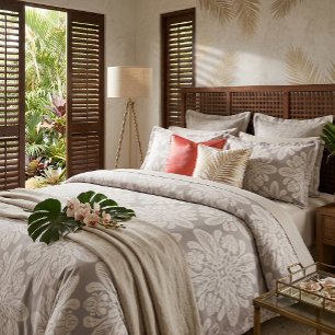 Hawaiian quilt crown flower modern duvet cover
