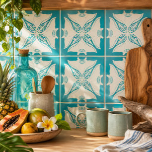 Hawaiian quilt Hahaloa Manta Ray Ceramic Tile