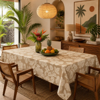 Hawaiian quilt hibiscus flower tablecloth