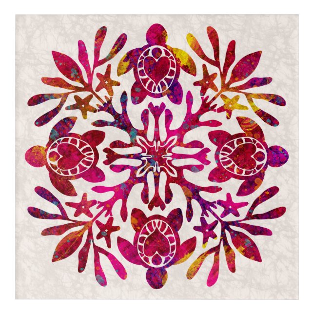Hawaiian Quilt Honu ( sea turtle ) Acrylic Print (Front)