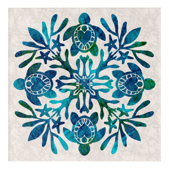 Hawaiian Quilt Honu ( sea turtle ) Acrylic Print (Front)