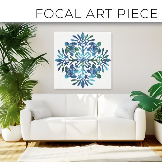 Hawaiian Quilt Honu ( sea turtle ) Canvas Print (Creator Uploaded)