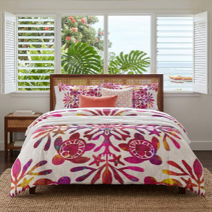 Hawaiian Quilt Honu ( sea turtle ) Duvet Cover
