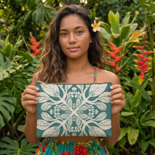 Hawaiian quilt naupaka accessory pouch