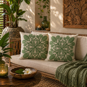 Hawaiian Quilt Naupaka design  Throw Pillow