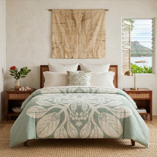 Hawaiian Quilt Naupaka in beige Duvet Cover