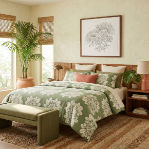 Hawaiian Quilt Naupaka in beige Duvet Cover