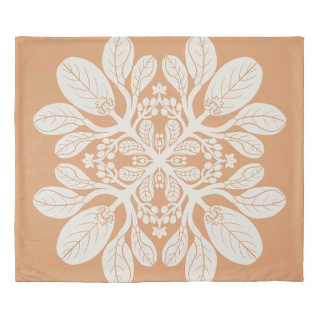 Hawaiian Quilt Naupaka in beige Duvet Cover (Front)