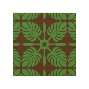 Hawaiian quilt pattern tropical Wood Wall Art