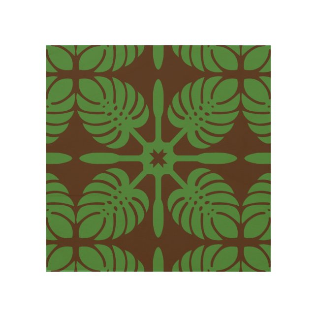 Hawaiian quilt pattern tropical Wood Wall Art (Front)