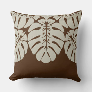 HAWAIIAN QUILT PILLOW- monstera Throw Pillow