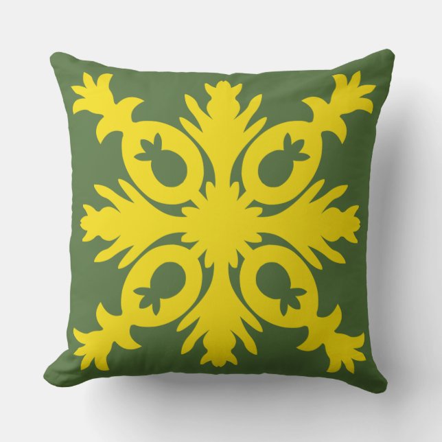 HAWAIIAN QUILT PILLOW- pineapple Throw Pillow (Front)
