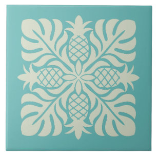 Hawaiian Quilt Pineapple Ceramic Tile