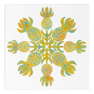 Hawaiian Quilt Pineapple ( sea turtle ) Acrylic Print