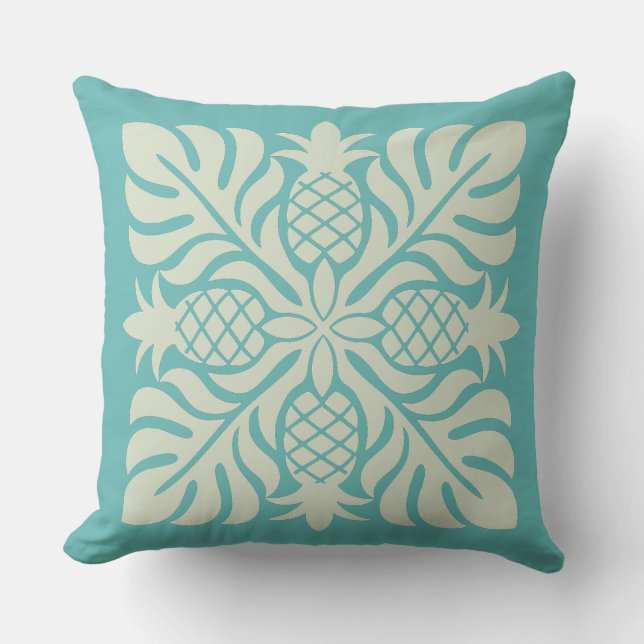 Hawaiian Quilt Pineapple Throw Pillow (Front)