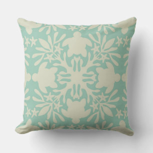 hawaiian quilt sea turtle honu throw pillow