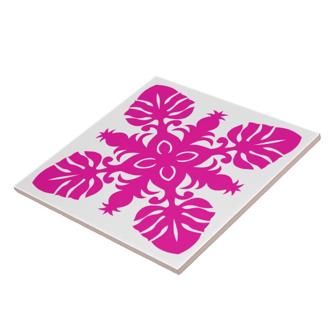 hawaiian quilt styled decorative ceramic tile (Side)