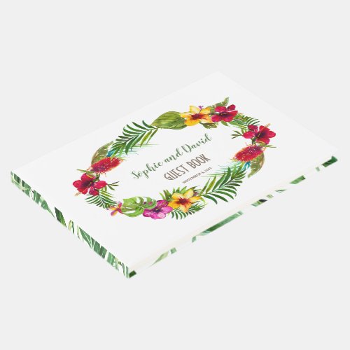 Hawaiian Radiant Tropical Floral Wreath Wedding Guest Book