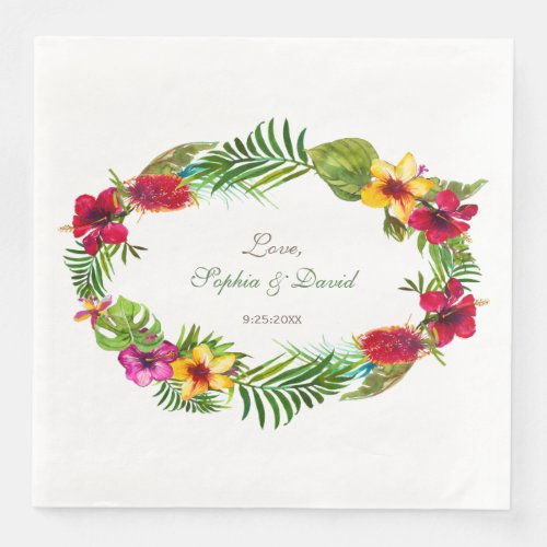 Hawaiian Radiant Tropical Floral Wreath Wedding Paper Dinner Napkins