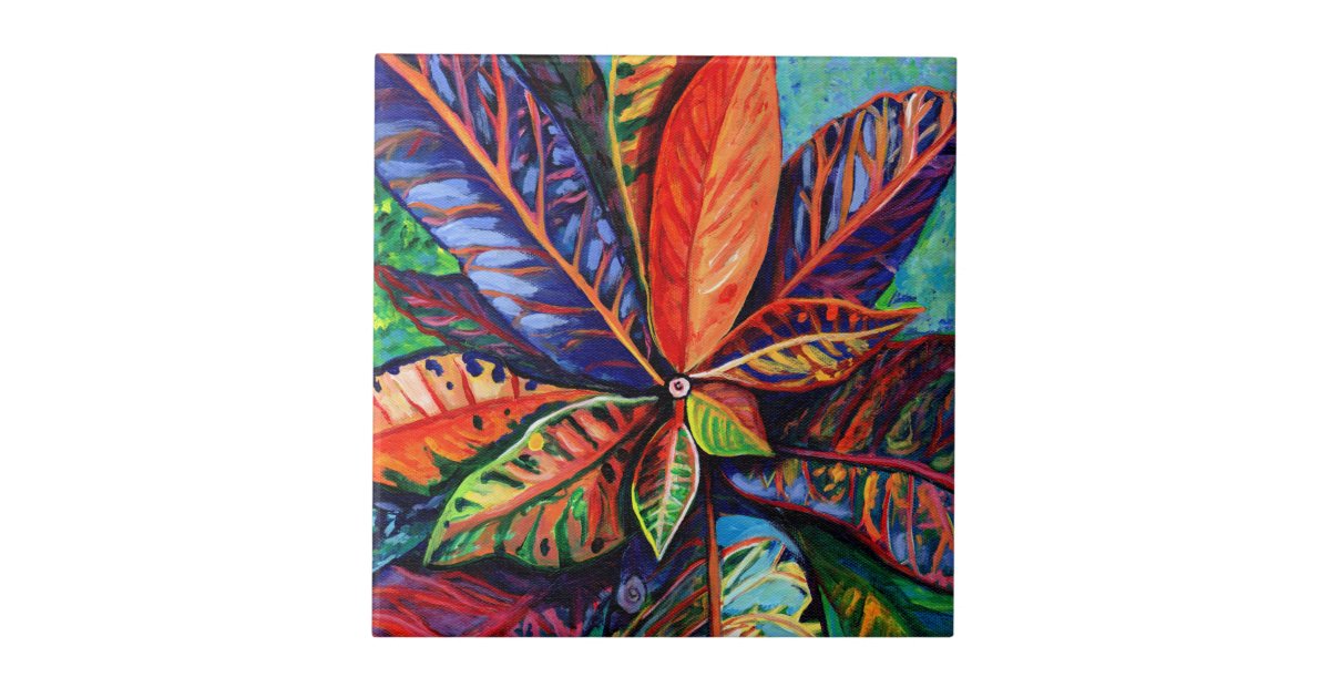 Hawaiian Rainbow Colored Croton Plant Ceramic Tile Zazzle