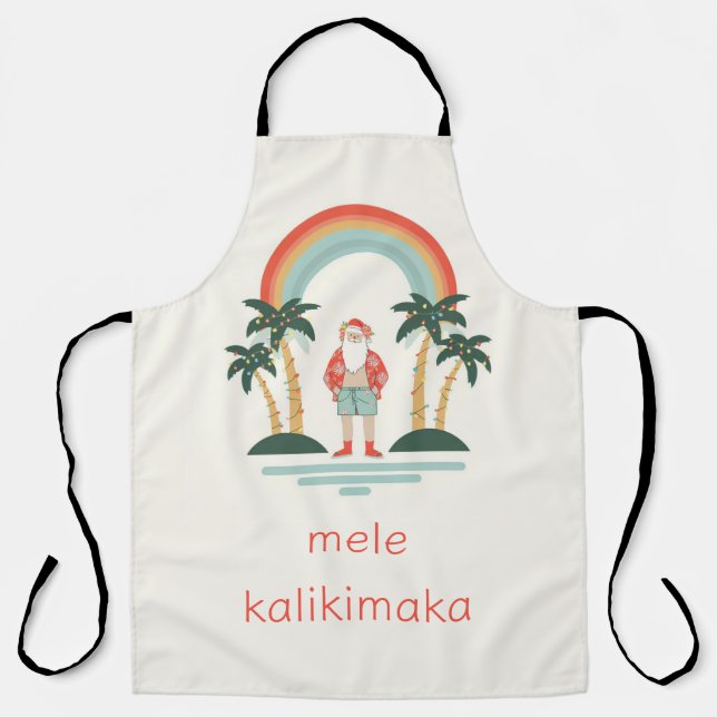Hawaiian/Rainbow/Palms Santa Apron (Front)