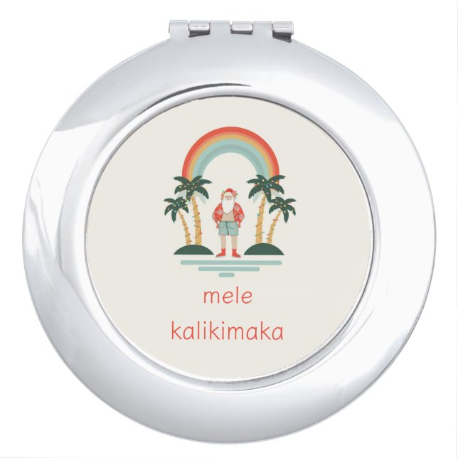 Hawaiian/Rainbow/Palms Santa Compact Mirror (Front)