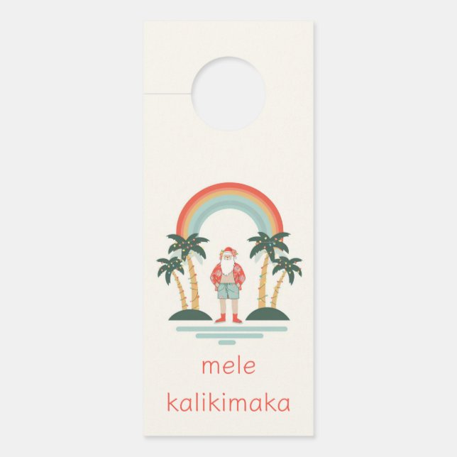 Hawaiian/Rainbow/Palms Santa Door Hanger (Front)