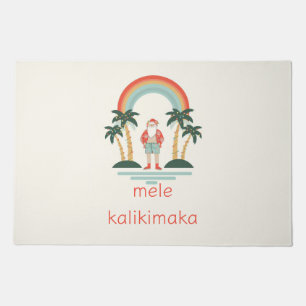 Hawaiian/Rainbow/Palms Santa Doormat