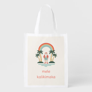 Hawaiian/Rainbow/Palms Santa Grocery Bag