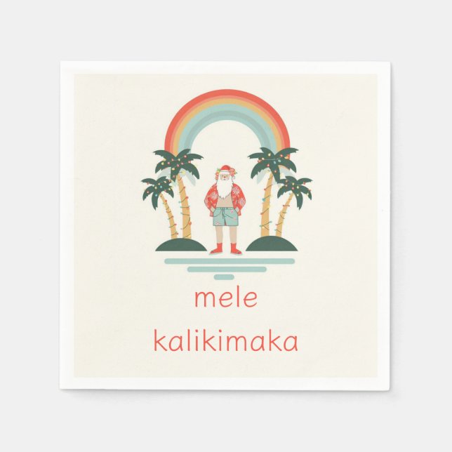Hawaiian/Rainbow/Palms Santa Napkins (Front)