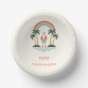 Hawaiian/Rainbow/Palms Santa Paper Bowls