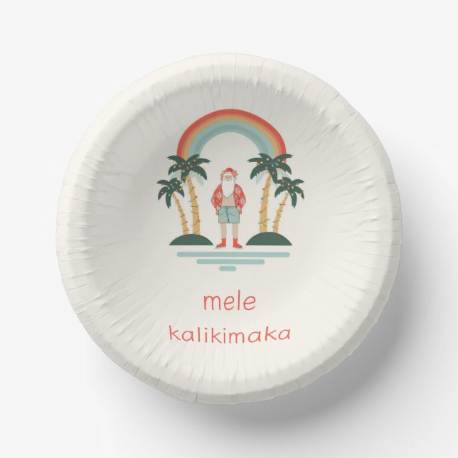Hawaiian/Rainbow/Palms Santa Paper Bowls (Front)