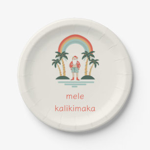 Hawaiian/Rainbow/Palms Santa Paper Plates