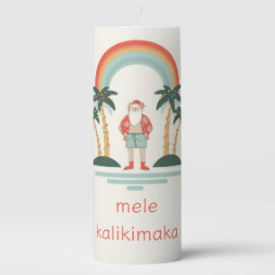 Hawaiian/Rainbow/Palms Santa Pillar Candle