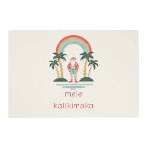 Hawaiian/Rainbow/Palms Santa Placemat