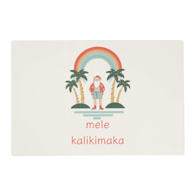 Hawaiian/Rainbow/Palms Santa Placemat (Front)