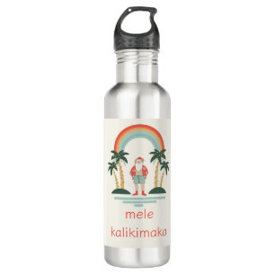 Hawaiian/Rainbow/Palms Santa Stainless Steel Water Bottle