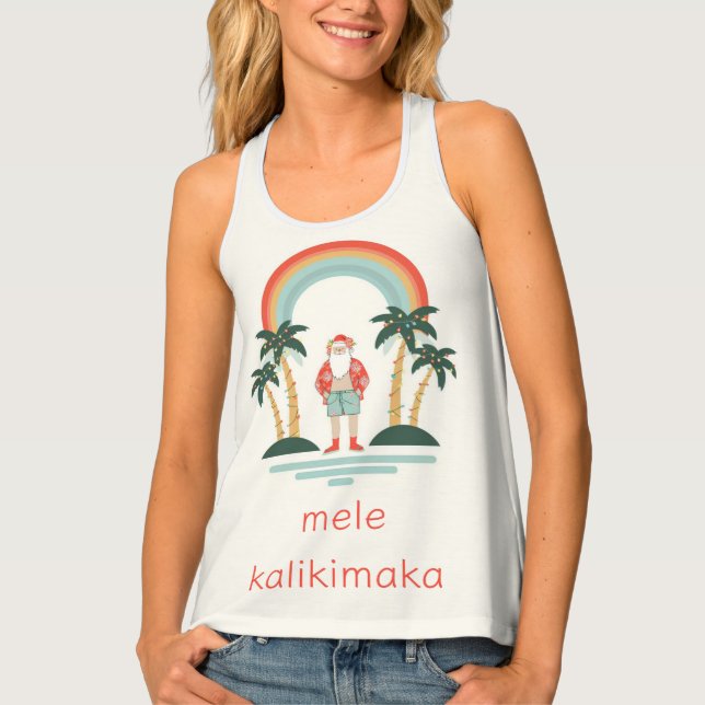 Hawaiian/Rainbow/Palms Santa Tank Top (Front)