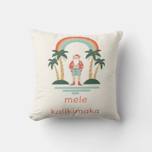 Hawaiian/Rainbow/Palms Santa Throw Pillow