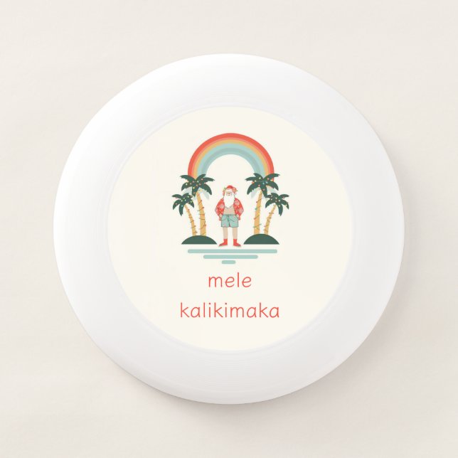 Hawaiian/Rainbow/Palms Santa Wham-O Frisbee (Front)