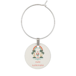 Hawaiian/Rainbow/Palms Santa Wine Charm