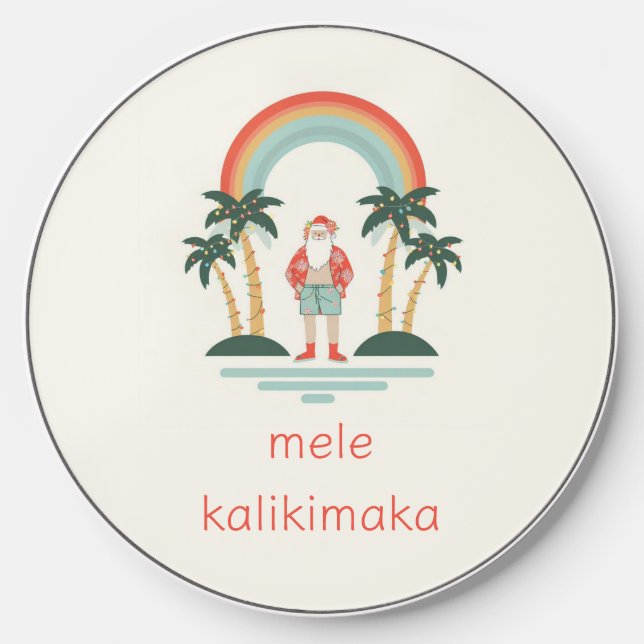 Hawaiian/Rainbow/Palms Santa Wireless Charger (Front)
