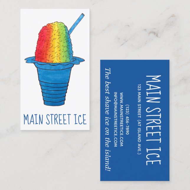 Hawaiian Rainbow Shave Ice Frozen Dessert Hawaii Business Card (Front/Back)